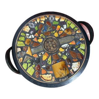 1970s Carloyn Machado Mixed Media Artwork Tray Very Rare Signed Listed Artist 16in For Sale