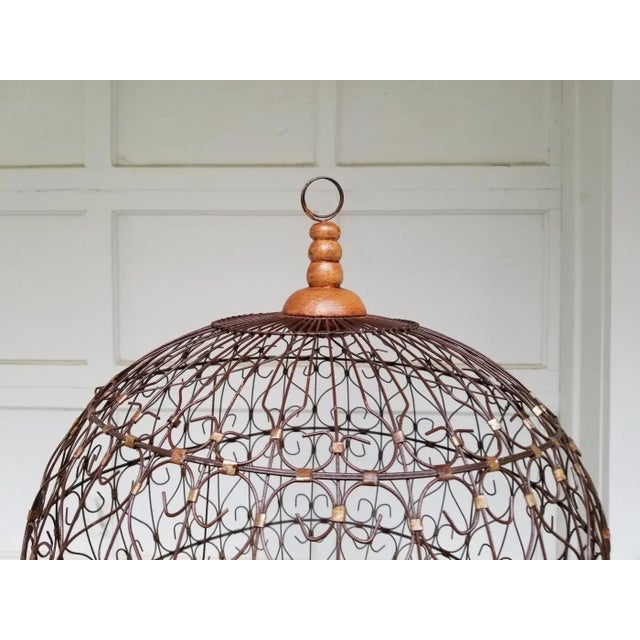Victorian Early 20th Century Victorian Style Wood and Iron "Balloon" Birdcage For Sale - Image 3 of 6