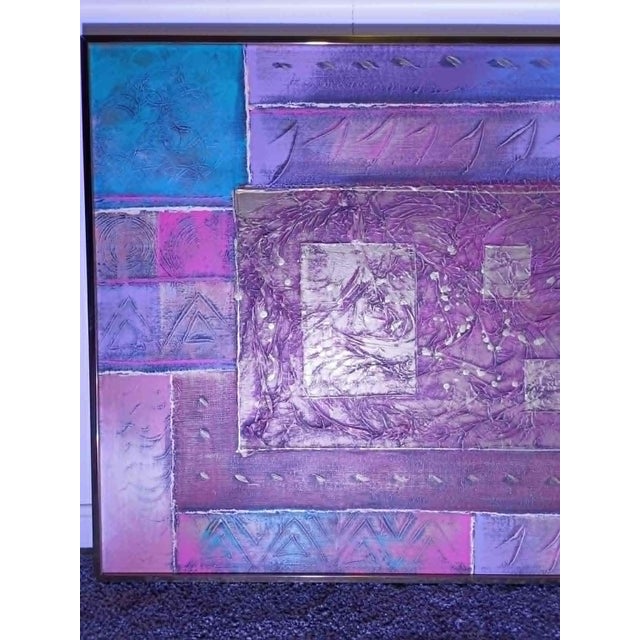Purple Mid 20th Century Lee Reynolds — Large Mid‑Century Geometric Studio Art Panel, 60" Wide For Sale - Image 8 of 11