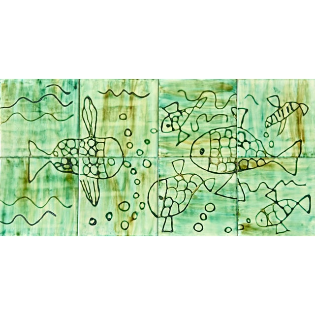 Mid-Century Modern Ceramic Tile Coffee Table with Fish Motif, 1960s For Sale - Image 6 of 9