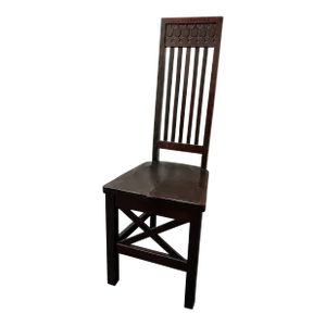 Antique Art & Crafts Carved Mahogany Side Chair in the Style of Rohlfs, Liberty England