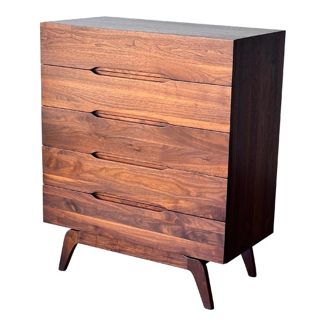 In the Style Arne Vodder Solid Walnut Chest or Highboy, Mid Century 1960/50’s For Sale