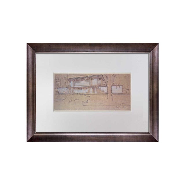 Printmaking Materials Frank Lloyd Wright “Thomas Hardy House” Framed Limited Edition Lithograph, Racine Wisconsin For Sale - Image 7 of 7