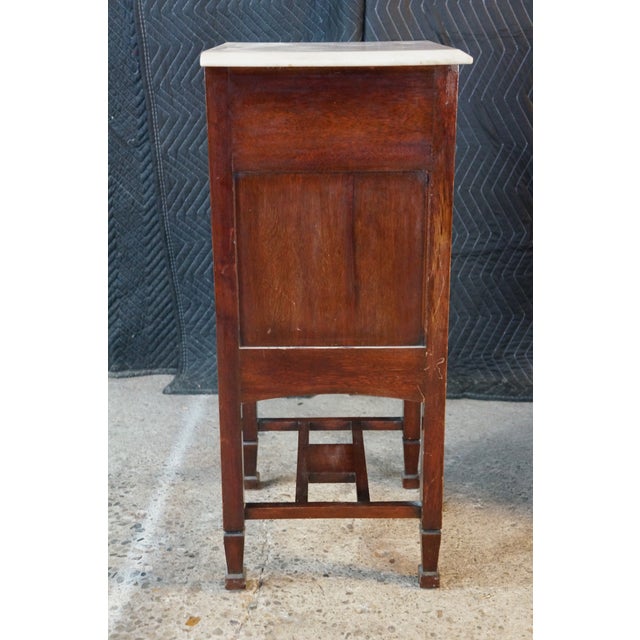 2 Antique Edwardian Mahogany Washstands Neoclassical Inlay Marble Top Mirror For Sale - Image 14 of 18