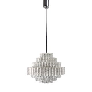 Brutalist Chandelier with 167 Frosted Glass Tubes by Doria-Leuchten, Germany, 1970s For Sale