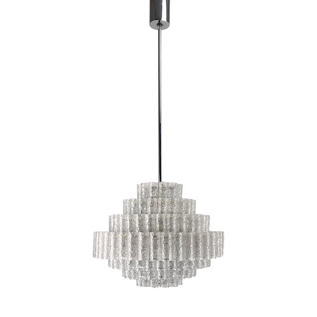 Brutalist Chandelier with 167 Frosted Glass Tubes by Doria-Leuchten, Germany, 1970s For Sale
