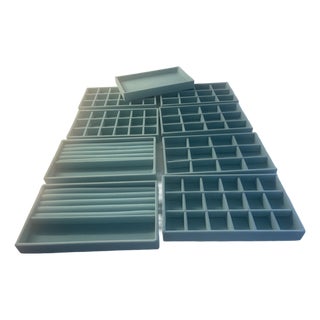 Aqua Velvet Jewelry Stackable Trays For Sale