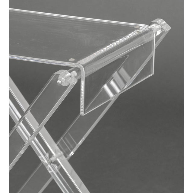 Modern Spisani Italian Clear Acrylic Folding Tables, Pair For Sale - Image 3 of 6