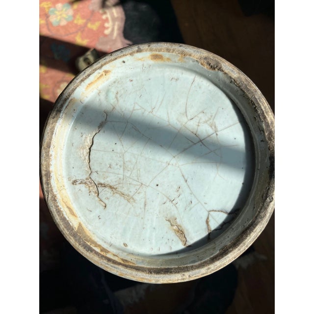 Antique Chinese Blue & White Baluster Vase, Chilong Handles, 19th Century For Sale - Image 10 of 11