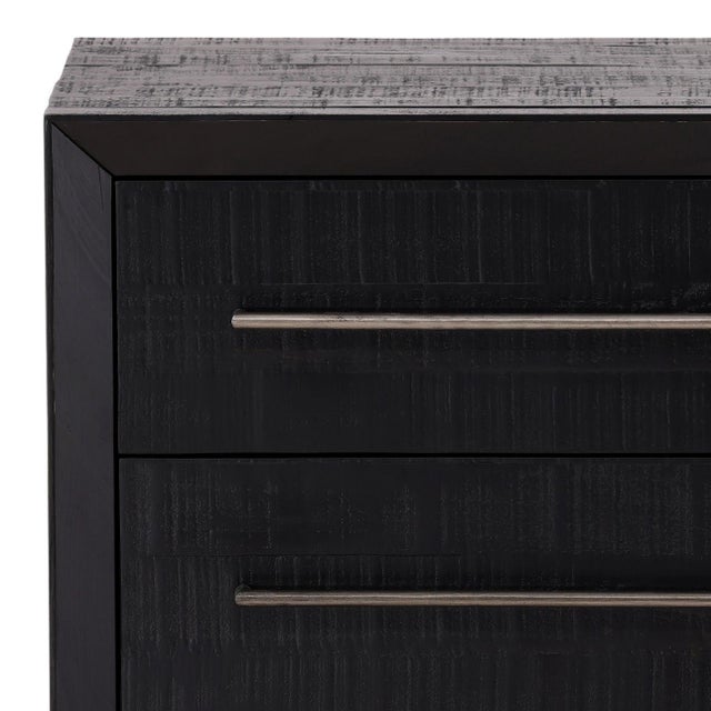 Wood Modern Black & Nickel Three-Drawer Nightstand For Sale - Image 7 of 7