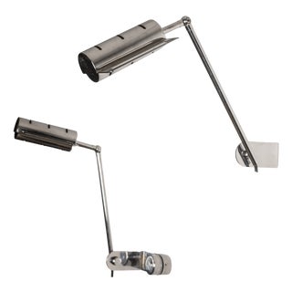 Italian Articulated Wall Lights in Chromed Metal, 1970s, Set of 2 For Sale
