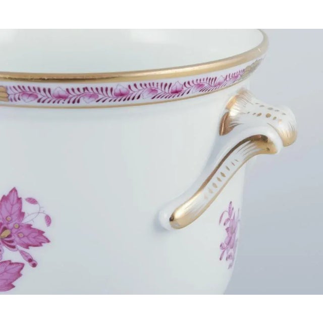 Apponyi Flowerpot with Purple Floral Motifs from Herend, Hungary, 1970s For Sale - Image 3 of 5