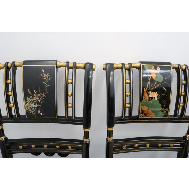 Wood Chinese Hand-Painted Sanding Varnish Chairs, Set of 6 For Sale - Image 7 of 18