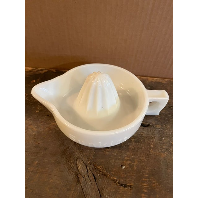 Mid-Century Modern Vintage Milk Glass Sunkist Juicer For Sale - Image 3 of 8