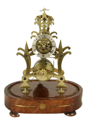 Small Antique Skeleton Clock, England, 19th Century
