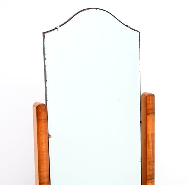 1930s Art Deco Figured Walnut Cheval Floor Mirror, 1930s For Sale - Image 5 of 12
