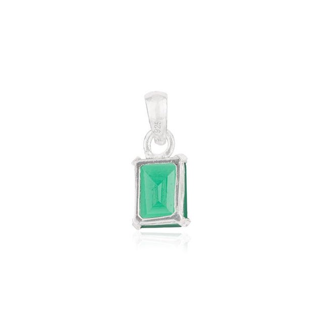 Green 2.26 CTW Green Onyx Octagon Pendant in 925 Sterling Silver For Sale - Image 8 of 12