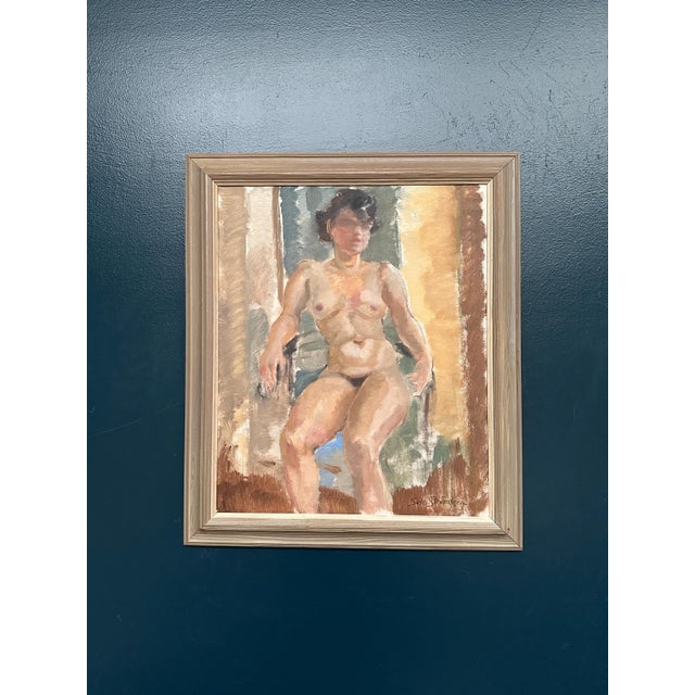Sven Strömberg, Nude Seated Lady, 1950s, Oil Painting on Canvas, Framed For Sale - Image 14 of 14