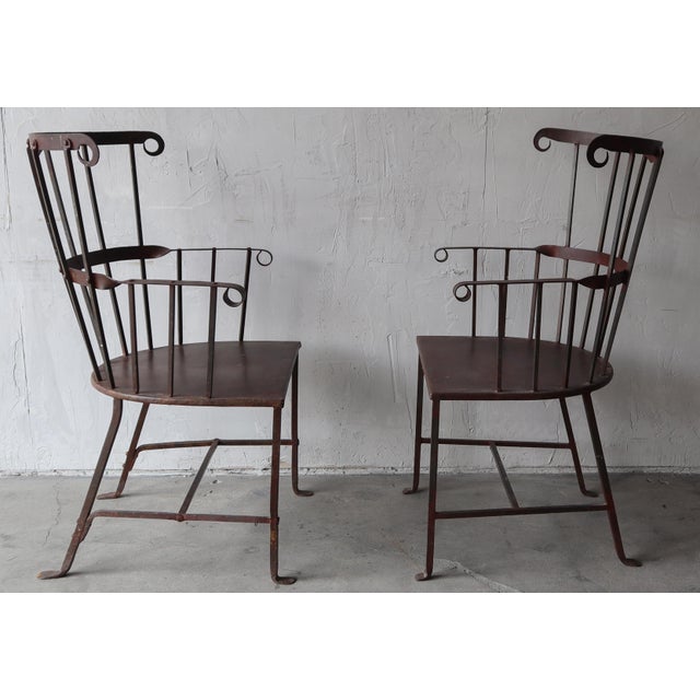 Set of 6 Vintage Metal Windsor Garden Dining Chairs For Sale - Image 4 of 8