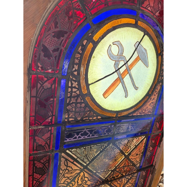 1873 Romanesque Revival Style Polychrome Stained Glass Window For Sale - Image 4 of 8