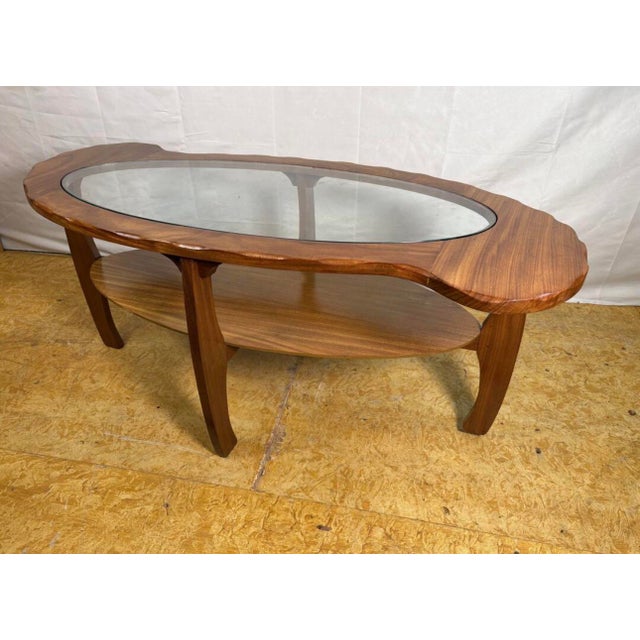 Mid-Century Sculptural Teak and Glass Coffee Table, 1960s For Sale - Image 6 of 9