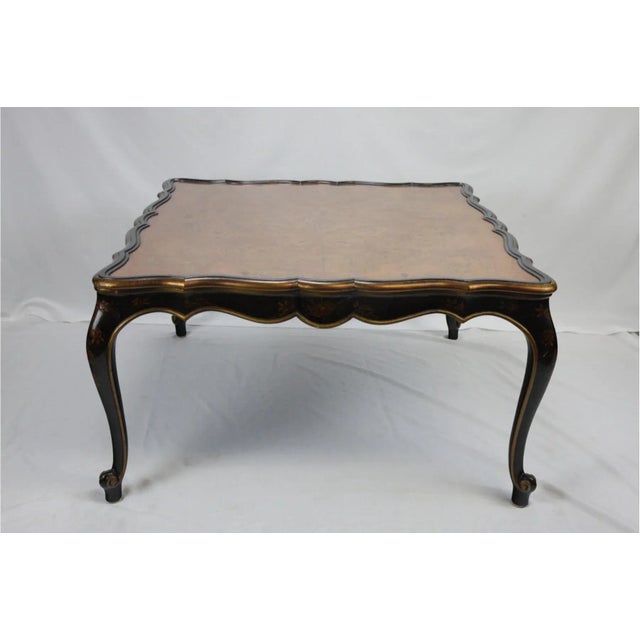 Vintage Hollywood Regency Chinoiserie Square Burl Walnut Coffee Table For Sale - Image 4 of 12