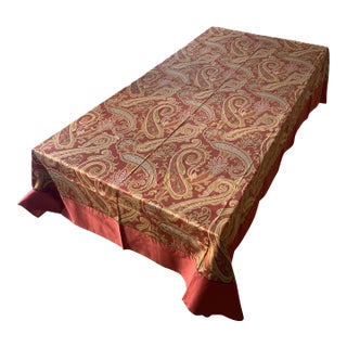 Etro Italian Paisley Fabric Tablecloth With Banded Border 180cm X 280cm (70"x110") For Sale