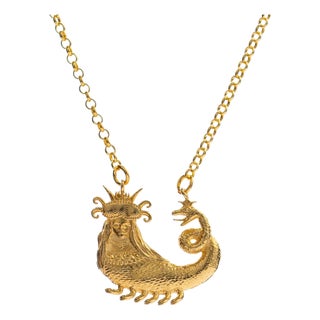 Shahmaran Queen of Snakes Gold Necklace For Sale