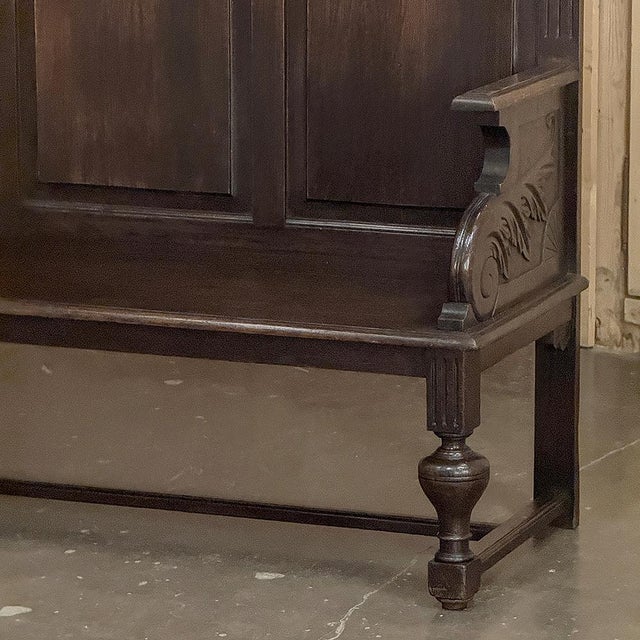 19th Century English Renaissance Revival Oak Hall Bench For Sale - Image 10 of 17