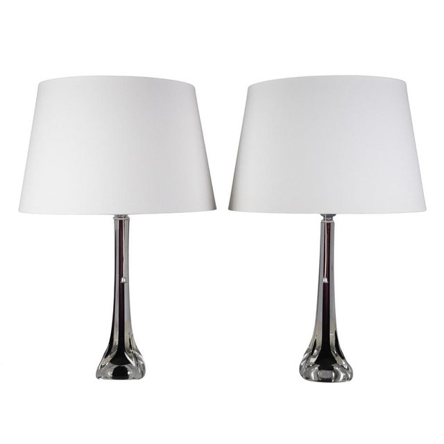 Moulded Glass Table Lamps by Paul Kedelv for Flygsfors, 1950s, Set of 2 For Sale - Image 6 of 12