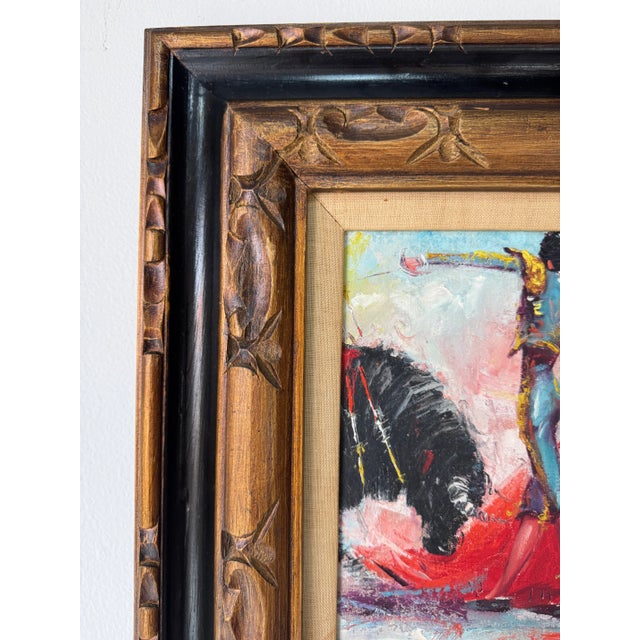 1980s 1980’s Vintage “William” Spanish Bullfight Oil Painting on Canvas – Framed For Sale - Image 5 of 10
