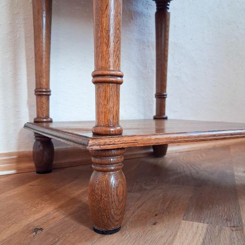 French Oak Side Table with Marble Top, 1900s For Sale - Image 13 of 15