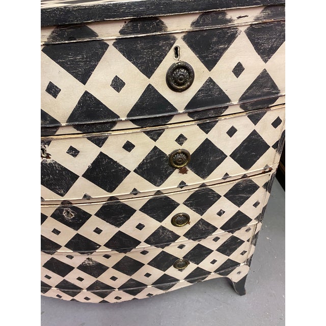 English Harlequin Painted 19thc Bow Front Chest For Sale In Philadelphia - Image 6 of 10