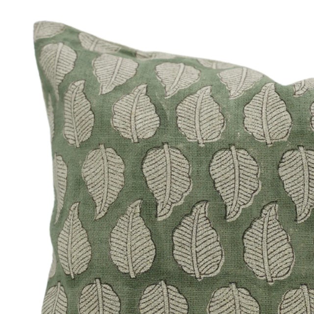 Handcrafted Cushion Cover 12x20 Inch Traditional Block Print Thick Linen-Panchi For Sale - Image 4 of 4