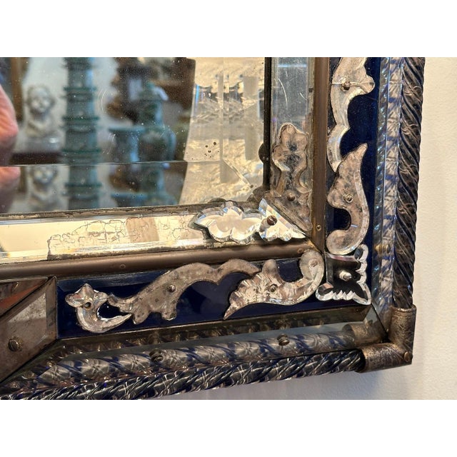 Early 19th Century Elaborate Cobalt Blue Mirror For Sale - Image 5 of 7