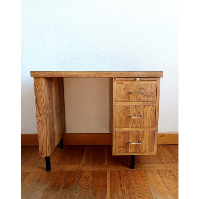 Wood Vintage Half-Ministerial Desk, 1970s For Sale - Image 7 of 7
