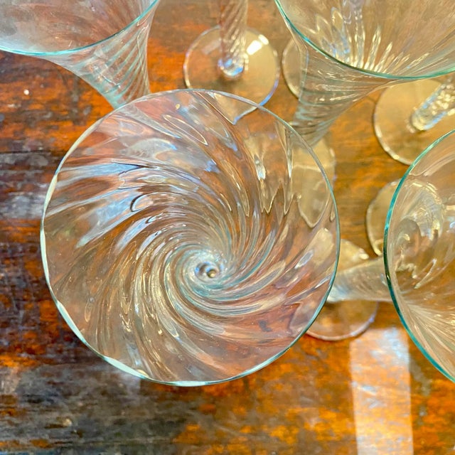Vintage Hollow Stem Blown Glass Romanian Tall Champagne Flutes - Set of 8 For Sale In Sacramento - Image 6 of 10