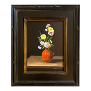 Flowers in an Orange Vase by Satori Gregorakis
