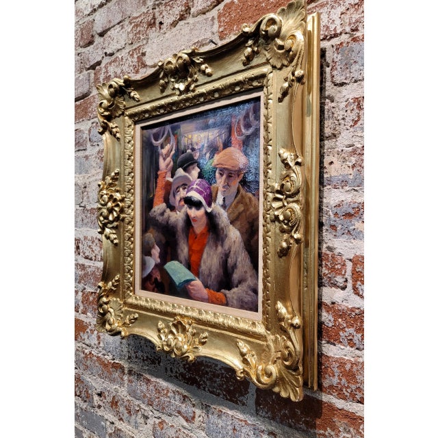 Textile James Chapin -1930s New York Subway Riders- Oil Painting For Sale - Image 7 of 10