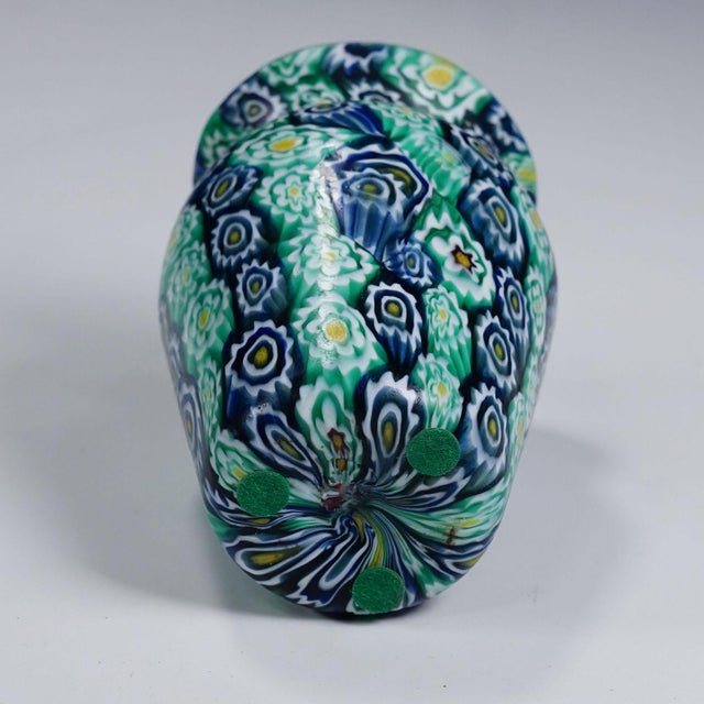 Fratelli Toso Antique Millefiori Vase Green Blue, Fratelli Toso Murano Ca. 1920s For Sale - Image 4 of 5