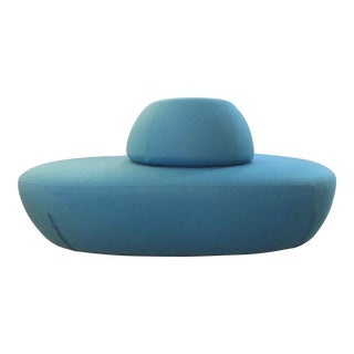 Softline Nib Blue Wool Sisters Pouf For Sale
