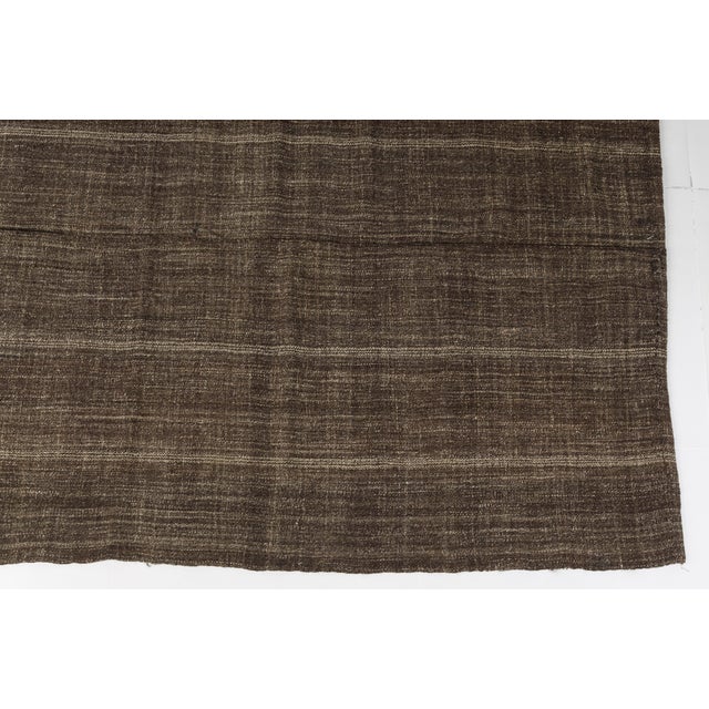 Brown & Tan Striped Wool Rug For Sale - Image 10 of 10