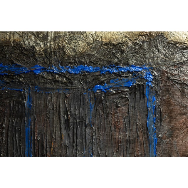 Postmodern Postmodern Abstract Surrealism Impasto Oil on Antique Wood Paneling Signed For Sale - Image 3 of 7