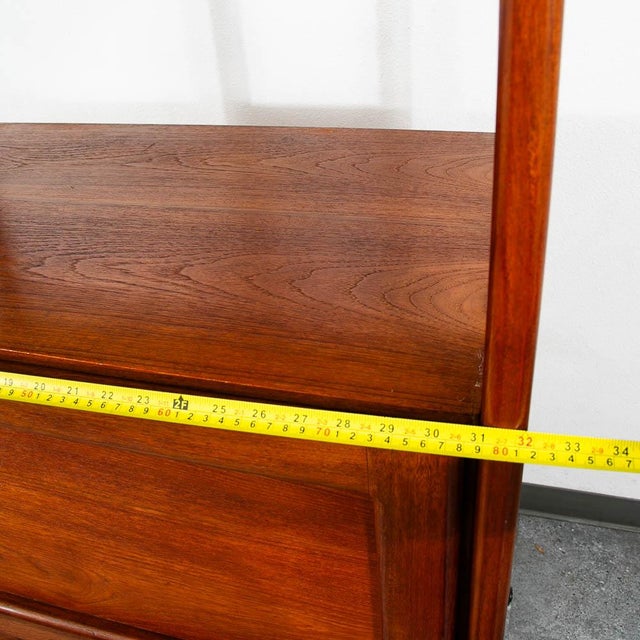 Mid Century Modern Room Divider Teak Freestanding Shelving Unit Cabinet MCM For Sale - Image 9 of 11