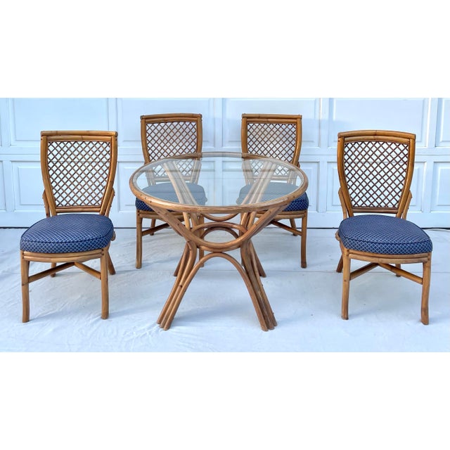 Vintage Wicker Rattan Glass Top Table and Chair Set Chairish