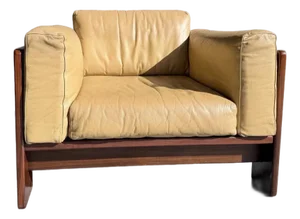 Mid Century Afra & Tobia Scarpa for Gavina Bastiano Leather & Rosewood Club Chair