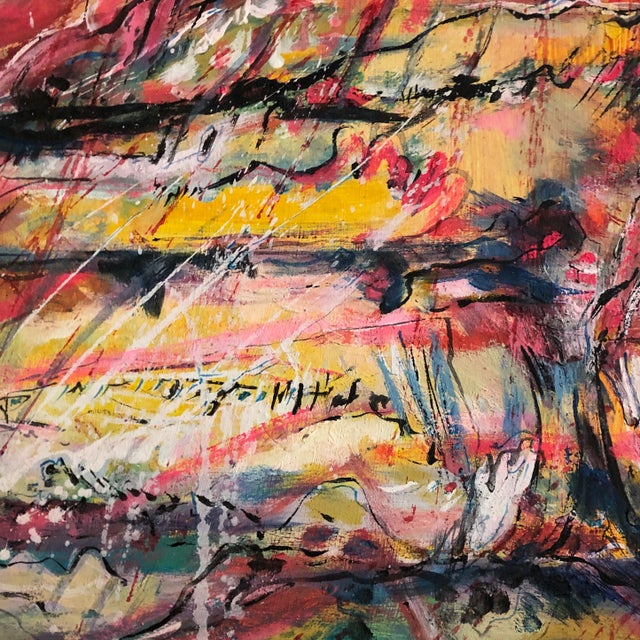 1970s Original Vintage Abstract Landscape Painting 1970’s For Sale - Image 5 of 9