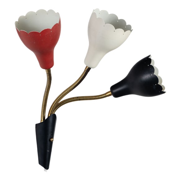 Adjustable Wall Lamp with Three Decorated Shades, 1960s For Sale