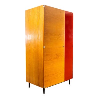 Mid-Century Red Door Open Wardrobe from UP Zavody, 1960s For Sale