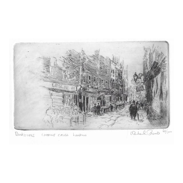 Michael Bond Bookstores Charing Cross London Etching For Sale